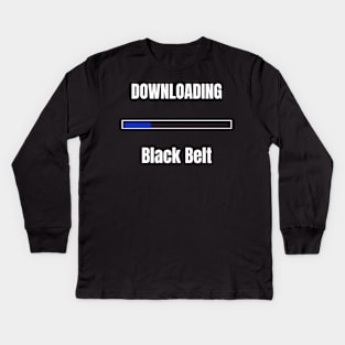 BJJ shirt-Downloading black belt Kids Long Sleeve T-Shirt